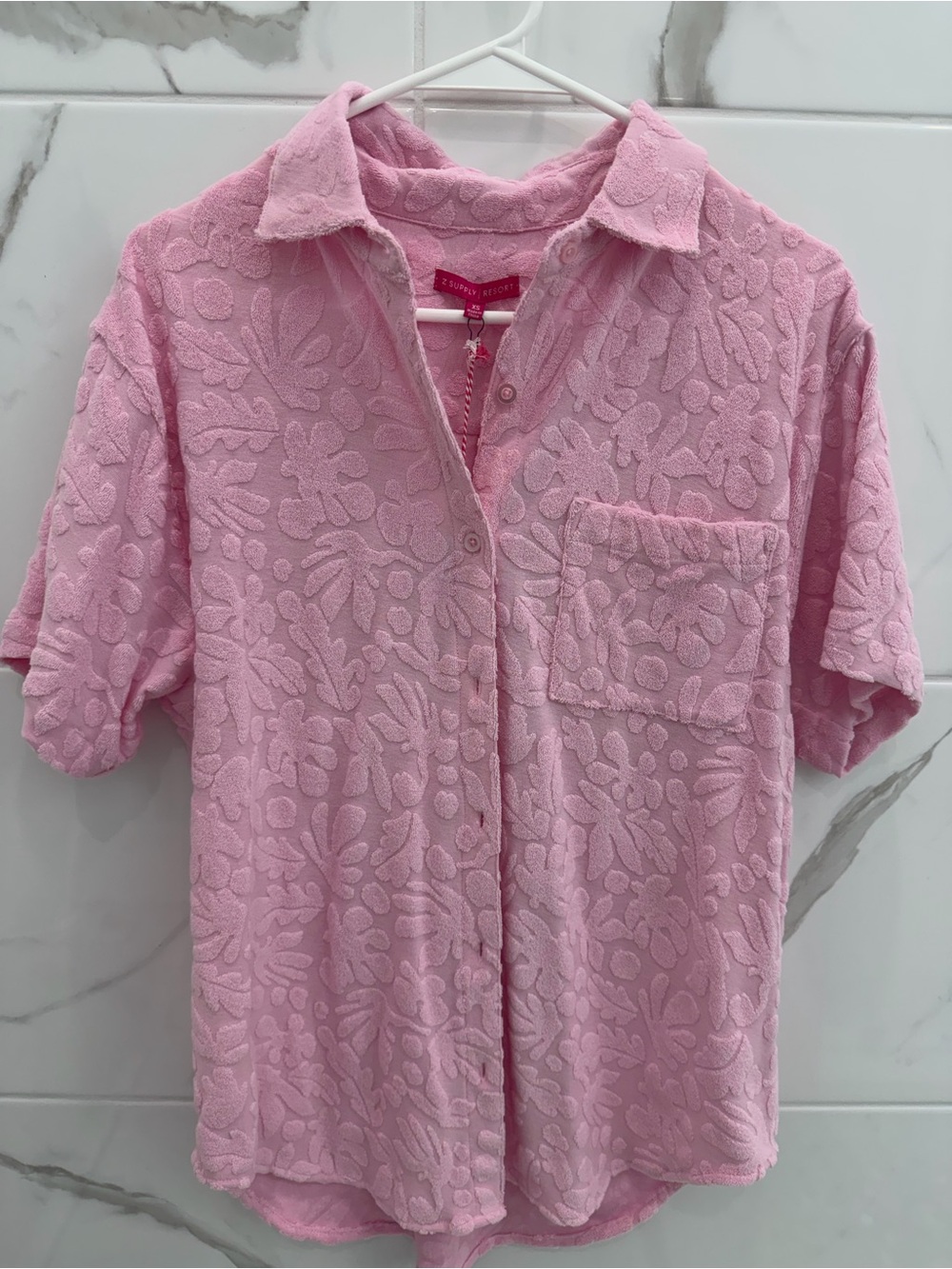 Z Supply Pink Terrycloth resort-wear short-sleeve Women’s Shirt